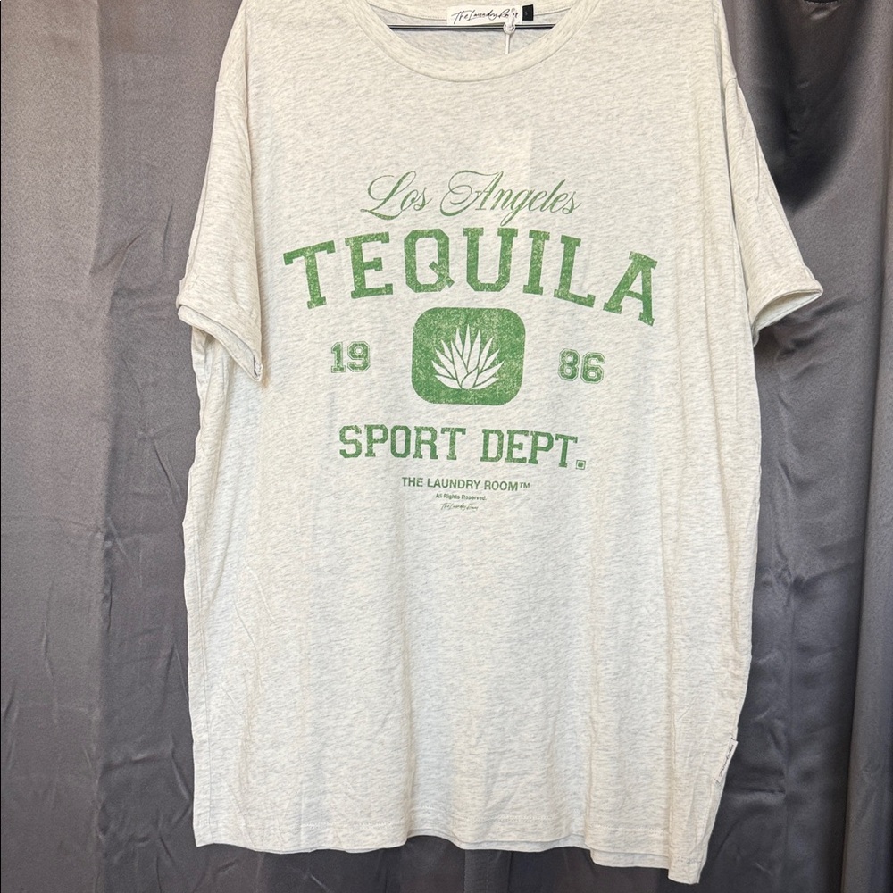 The Laundry Room Heather Gray Tee with Green Tequila Graphic. NWT - Picture 2 of 5